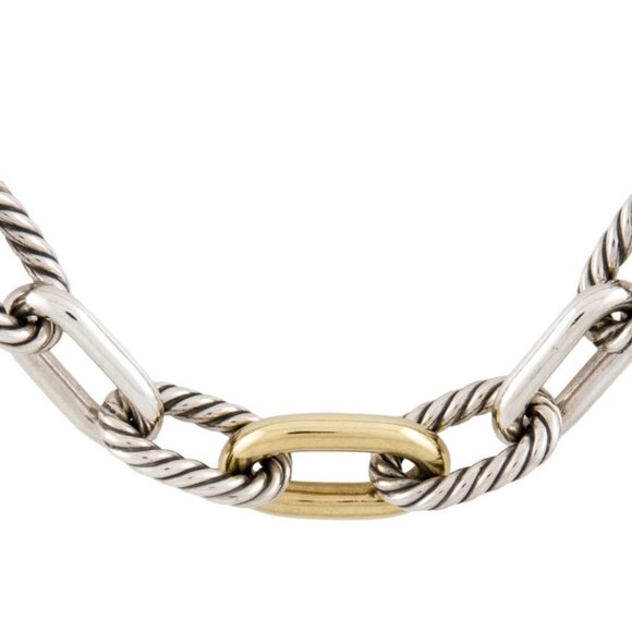 DAVID YURMAN 18K 750 YELLOW GOLD & STERLING SILVER 925 MADISON® CHAIN NECKLACE - Picture 4 of 9